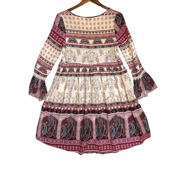 One World Dress Paisley/Floral Print Hi-Low Hem Bell Cuff Boho‎ Romantic Size S - Picture 9 of 16